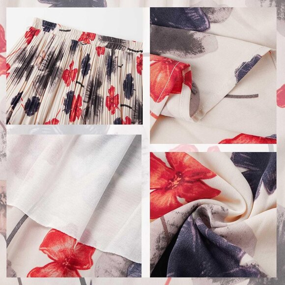 Chic Leopard Print Midi Skirt for Women - High Waisted & Pleated, Plus Size - Picture 3 of 6